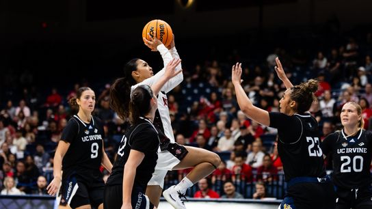 SDSU women earn WBIT first round win with clutch effort against UC Irvine taken at Jenny Craig Pavilion (San Diego State Aztecs)