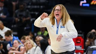 This year's UCLA Bruins women's team is finally poised to win it all taken at Golden 1 Center (UCLA Bruins). Photo by Ed Szczepanski-Imagn Images