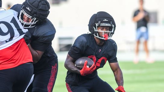 SDSU running back Christian Washington (20) participates in the First scrimmage at Snapdragon Stadium on Saturday August 15, 2026 in San Diego, Calif.. SDSU running back Christian Washington (20) participates in the First scrimmage at Snapdragon Stadium on Saturday August 15, 2026 in San Diego, Calif..