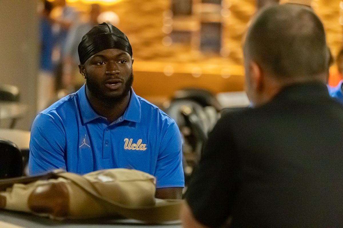 Media members were given time with UCLA players during Media Day at the Pavilion Club in Pauley Pavilion, Wednesday, Aug. 19, 2026, in Los Angeles. Media members were given time with UCLA players during Media Day at the Pavilion Club in Pauley Pavilion, Wednesday, Aug. 19, 2026, in Los Angeles.