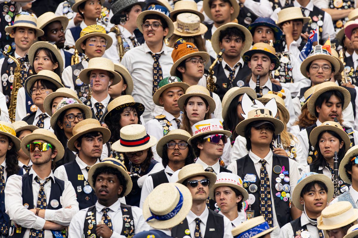 California Golden Bears band seen prior to a game against the UNLV Rebels on Saturday, October 03, 2026, at Allegiant Stadium in Las Vegas, Nevada.