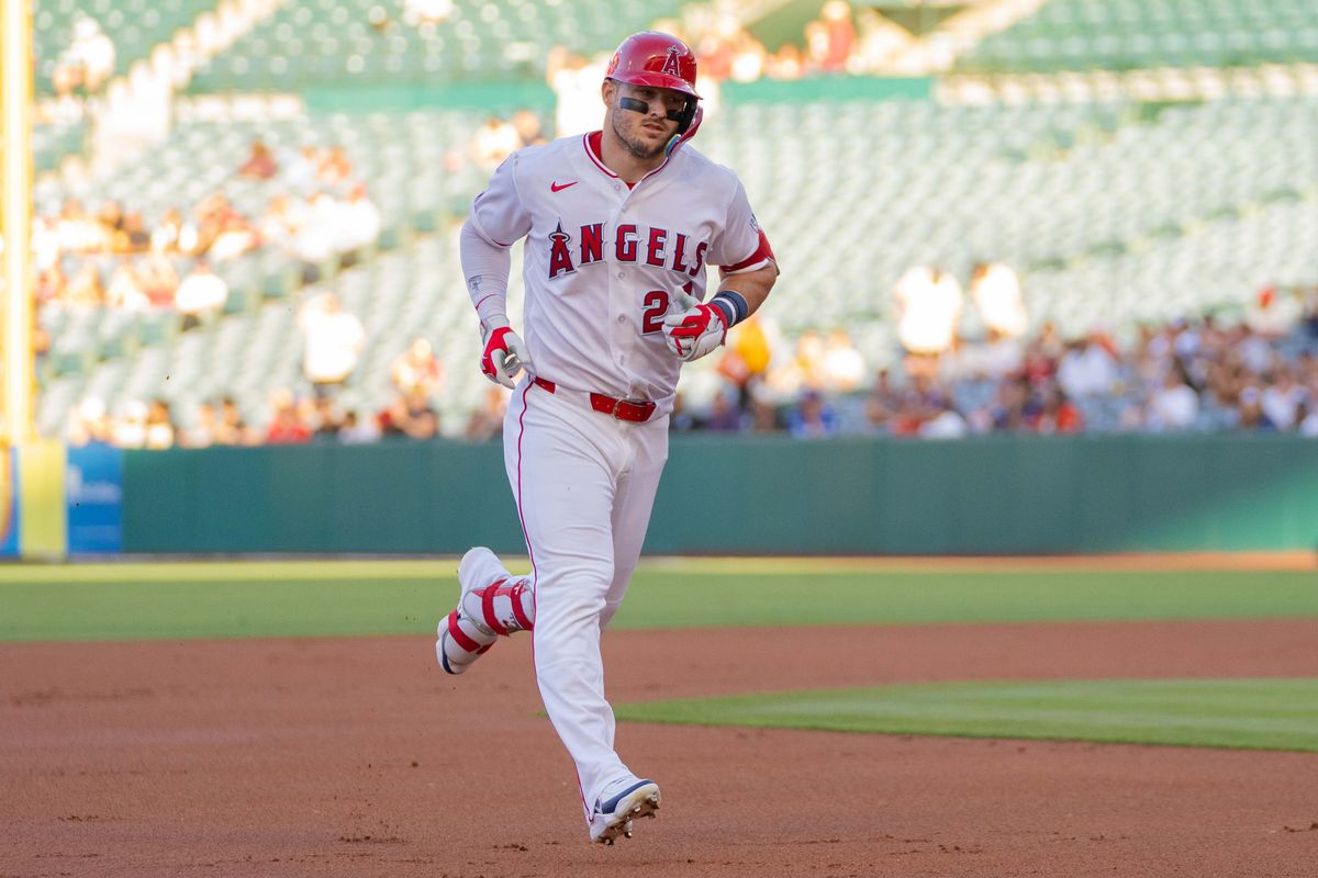 Los Angeles Angels outfielder Mike Trout (27) runs during the MLB game against the Houston Astros on Wednesday June 10th, 2026 at Angel's Stadium in Anaheim, Calif. Los Angeles Angels outfielder Mike Trout (27) runs during the MLB game against the Houston Astros on Wednesday June 10th, 2026 at Angel's Stadium in Anaheim, Calif.
