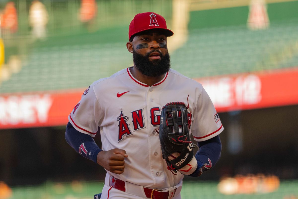 Los Angeles Angels outfielder Jo Adell (7) during the MLB game against the Houston Astros on Wednesday June 10th, 2026 at Angel's Stadium in Anaheim, Calif. Los Angeles Angels outfielder Jo Adell (7) during the MLB game against the Houston Astros on Wednesday June 10th, 2026 at Angel's Stadium in Anaheim, Calif.
