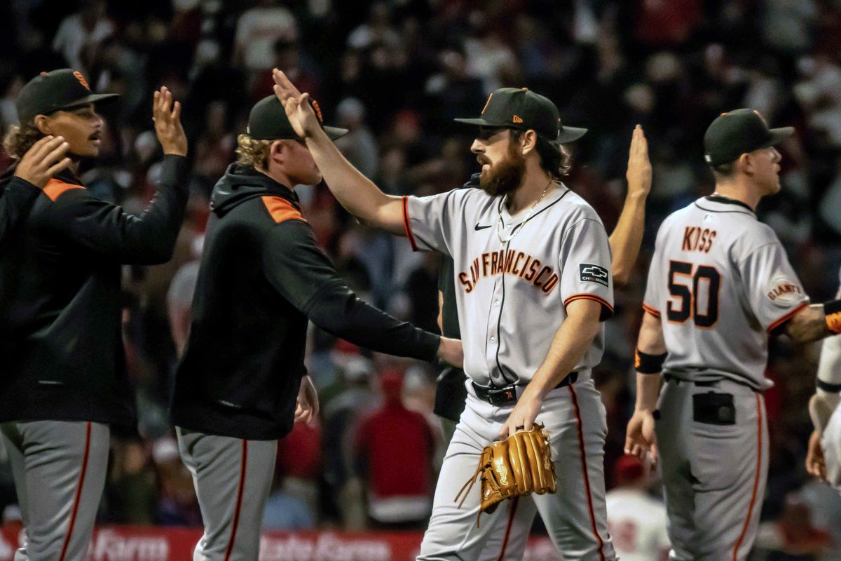 San Francisco Giants relief pitcher Ryan Walker (74) after the MLB game against the Los Angeles Angels Saturday April 19th, 2025 at Angels Stadium in Anaheim, Calif. San Francisco Giants relief pitcher Ryan Walker (74) after the MLB game against the Los Angeles Angels Saturday April 19th, 2025 at Angels Stadium in Anaheim, Calif.