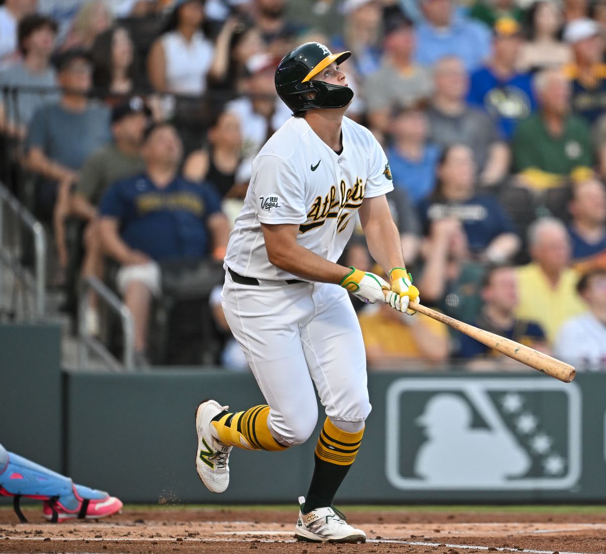 The Las Vegas Athletics first baseman Nick Kurtz (16) hits a home run during the MLB game against the Milwaukee Brewers Tuesday June 9th, 2026 in Las Vegas, NV.s The Las Vegas Athletics first baseman Nick Kurtz (16) hits a home run during the MLB game against the Milwaukee Brewers Tuesday June 9th, 2026 in Las Vegas, NV.s
