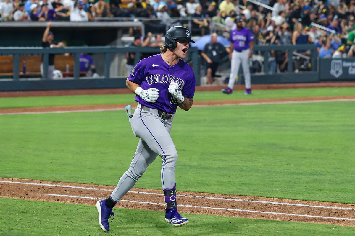 Colorado Rockies CF Cole Carrigg (16) reacts after hitting a go-ahead 3-run home run against the Athletics on Friday June 12, 2026, at the Las Vegas Ballpark in Las Vegas, Nevada. Colorado Rockies CF Cole Carrigg (16) reacts after hitting a go-ahead 3-run home run against the Athletics on Friday June 12, 2026, at the Las Vegas Ballpark in Las Vegas, Nevada.
