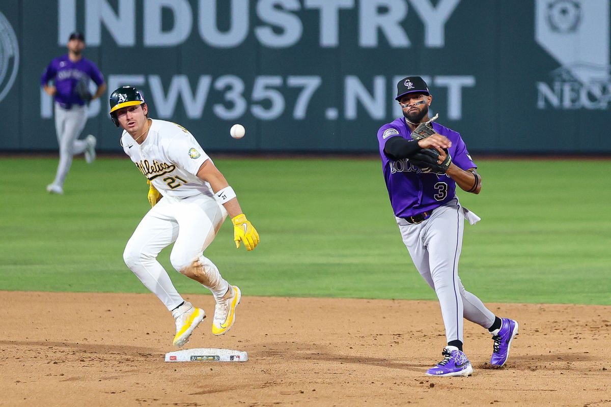 Colorado Rockies SS Willi Castro (3) throws the ball to first base after a fielders choice during an MLB game against the Athletics on Friday June 12, 2026, at the Las Vegas Ballpark in Las Vegas, Nevada. Colorado Rockies SS Willi Castro (3) throws the ball to first base after a fielders choice during an MLB game against the Athletics on Friday June 12, 2026, at the Las Vegas Ballpark in Las Vegas, Nevada.