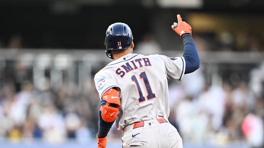 Aug 7, 2026; San Diego, California, USA; Houston Astros right fielder Cam Smith (11) rounds the bases after hitting a solo home run during the second inning against the San Diego Padres at Petco Park.