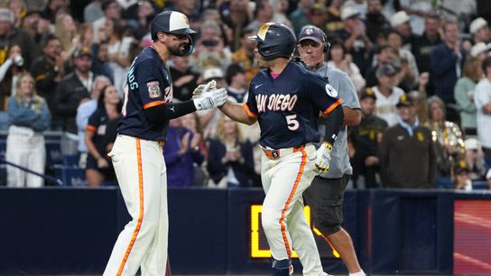 Laureano, Padres use late-inning surge to power past Athletics taken at Petco Park (San Diego Padres)