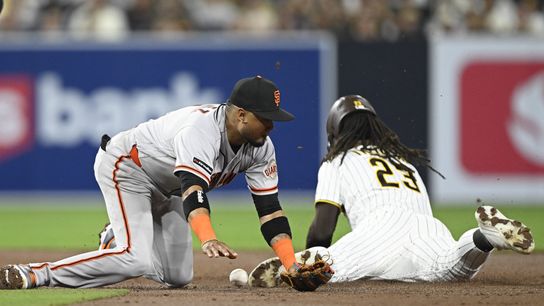 Padres’ lone big inning not enough as Giants jump on Márquez, keep hitting taken at Petco Park (San Diego Padres). Photo by Denis Poroy - Imagn Images