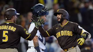 Home runs help Padres secure first series win in Seattle since 2018 taken at T-Mobile Park (San Diego Padres). Photo by Richard Dizon - Imagn Images