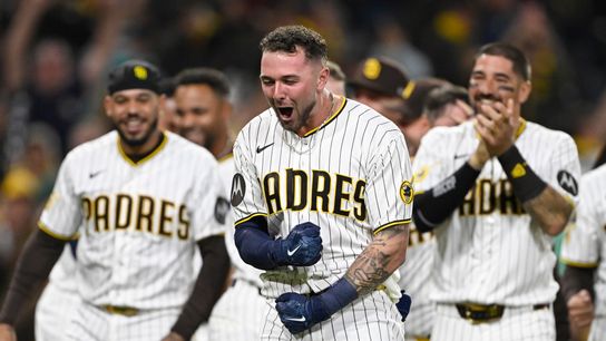 Jackson Merrill Does It All in Padres’ Stunning Walk-Off Win taken Petco Park (San Diego Padres). Photo by Denis Poroy-Imagn Images
