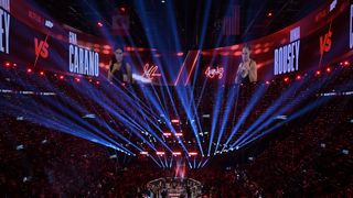 Rousey vs. Carano headlines Netflix and MVP's cinematic arrival into MMA taken at Intuit Dome (MMA). Photo by Jayne Kamin-Oncea-Imagn Images