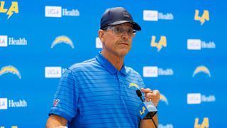 Chargers HC Jim Harbaugh’s safety net comes crashing down taken at The Bolt (Los Angeles Chargers). Photo by Ric Tapia - The Sporting Tribune