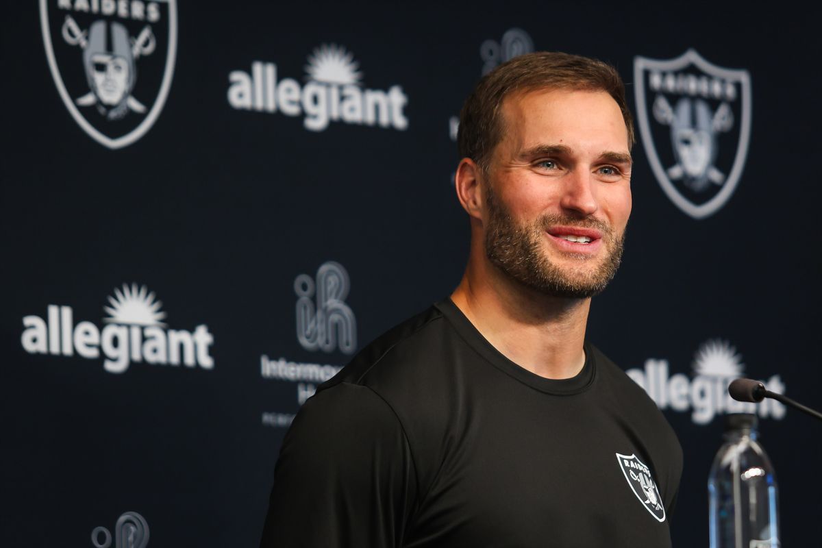 Las Vegas Raiders quarterback Kirk Cousins speaks to the media in a press conference, Wednesday April 8, 2026 in Henderson, Nev.