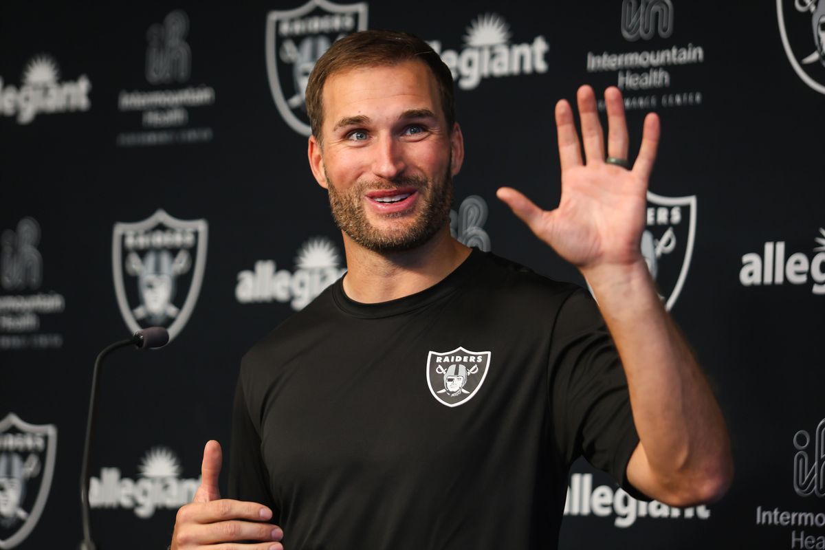 Las Vegas Raiders quarterback Kirk Cousins speaks to the media in a press conference, Wednesday April 8, 2026 in Henderson, Nev.