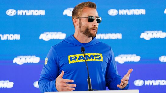 Sean McVay of the Los Angeles Rams talks with members of the media after an OTA offseason workout at Rams Village at Warner Center on May 26, 2026 in Woodland Hills, California. Sean McVay of the Los Angeles Rams talks with members of the media after an OTA offseason workout at Rams Village at Warner Center on May 26, 2026 in Woodland Hills, California.