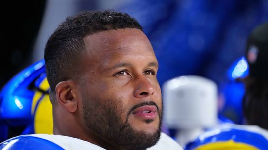 Los Angeles Rams defensive tackle Aaron Donald #99 looks on during an NFL football game against the Denver Broncos, on Sunday September 27, 2026 in Denver, CO.