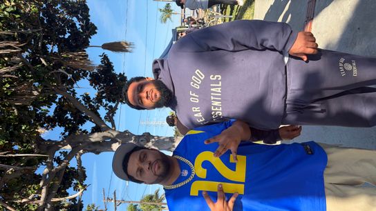 O'Shea Jackson, Jr. and Sam Jones pose on the 