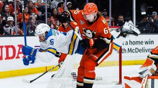 Ducks fall out of first in lacking loss to Blues taken at Honda Center (Anaheim Ducks). Photo by Steven Park - The Sporting Tribune