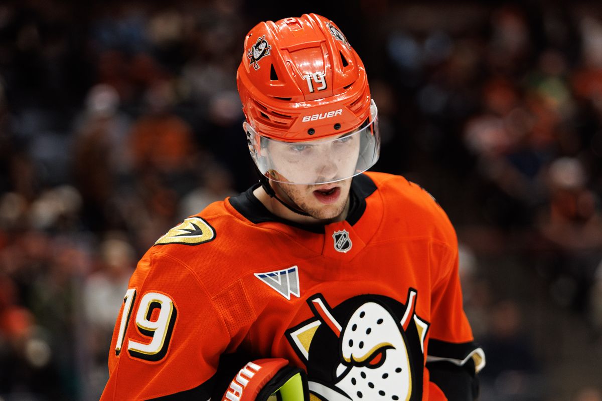 Anaheim Ducks right wing Troy Terry (19) looking down during an NHL hockey game against the Nashville Predators, Tuesday April 7, 2026 in Anaheim, Calif. Anaheim Ducks right wing Troy Terry (19) looking down during an NHL hockey game against the Nashville Predators, Tuesday April 7, 2026 in Anaheim, Calif.