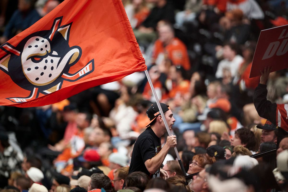 Anaheim Ducks fans during an NHL game against The Florida Panthers on Sunday, October 4th, 2026 at Honda Center in Anaheim, California.