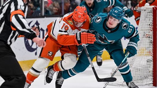 Ducks Notebook: Sharks flip game late, Gauthier injury update, McQueen joins AHL San Diego taken at SAP Center (Anaheim Ducks)
