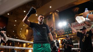 David Benavidez's quest for history headlines stacked Cinco De Mayo card in Vegas taken at T-Mobile Arena (Boxing). Photo by Cris Esqueda/Golden Boy Promotions