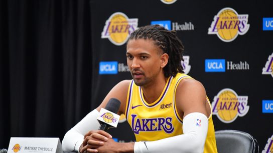 Sep 28, 2026; El Segundo, CA, USA; Los Angeles Lakers player Matisse Thybulle (26) during media day at UCLA Health Training Center. Sep 28, 2026; El Segundo, CA, USA; Los Angeles Lakers player Matisse Thybulle (26) during media day at UCLA Health Training Center.