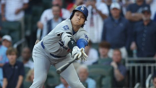 Oct 6, 2026; Cumberland, Georgia, USA; Los Angeles Dodgers two-way player Shohei Ohtani (17) bats during the first inning against the Atlanta Braves at Truist Park