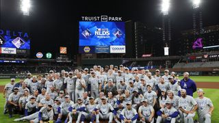 Dodgers beat Braves, advance to third straight NLCS and 8th in 11 years taken at Truist Park (Los Angeles Dodgers). Photo by Brett Davis-Imagn Images
