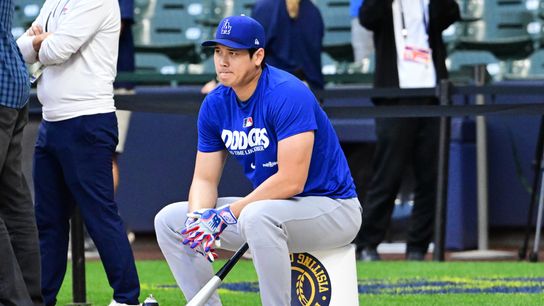 Oct 11, 2026; Milwaukee, Wisconsin, USA; Los Angeles Dodgers pitcher Shohei Ohtani (17) looks on before game one of the NLCS for the 2026 MLB Playoffs against the Milwaukee Brewers at American Family Field. Oct 11, 2026; Milwaukee, Wisconsin, USA; Los Angeles Dodgers pitcher Shohei Ohtani (17) looks on before game one of the NLCS for the 2026 MLB Playoffs against the Milwaukee Brewers at American Family Field.