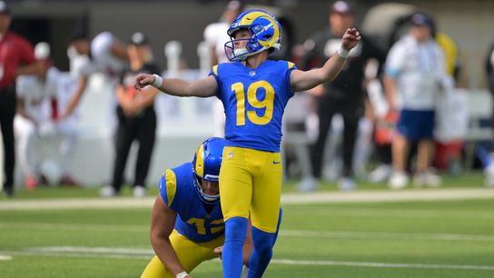Rams kicker Blake Grupe knocked out after suffering knee injury on kickoff taken at SoFi Stadium (Los Angeles Rams)
