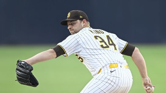 San Diego Padres pitcher Michael King (34) throws a pitch during the first inning against the Los Angeles Dodgers at Petco Park. 