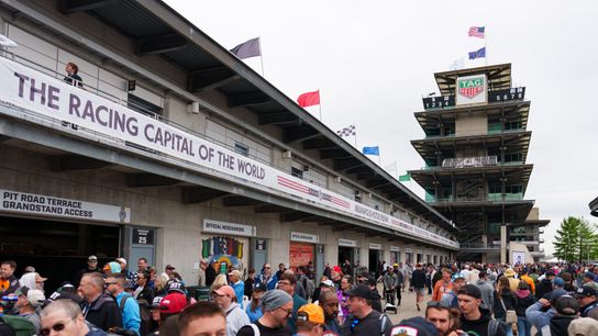 Fans walk to and from Gasoline Alley Friday, May 22, 2026, on Carb Day ahead of the 110th running of the Indianapolis 500 at Indianapolis Motor Speedway. Fans walk to and from Gasoline Alley Friday, May 22, 2026, on Carb Day ahead of the 110th running of the Indianapolis 500 at Indianapolis Motor Speedway.