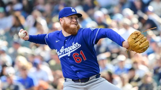 Los Angeles Dodgers pitcher Will Klein (61) throws a pitch in the eighth inning against the Milwaukee Brewers at American Family Field. 