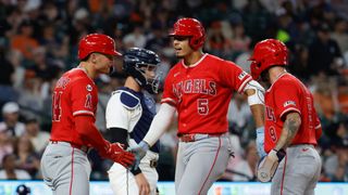 Vaughn Grissom's late grand slam lifts Angels over Tigers  taken  at Comerica Park (Los Angeles Angels). Photo by Rick Osentoski - Imagn Images