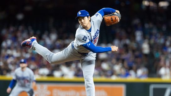 Shohei Ohtani delivers another historic performance as Dodgers blank D-Backs taken at Chase Field. Photo by  Mark J. Rebilas-Imagn Images