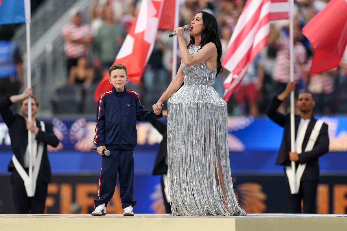 Singer Katy Perry performs on the field before a 2026 FIFA World Cup match between the United States and Paraguay, Friday June 12, 2026 in Inglewood, Calif. Singer Katy Perry performs on the field before a 2026 FIFA World Cup match between the United States and Paraguay, Friday June 12, 2026 in Inglewood, Calif.