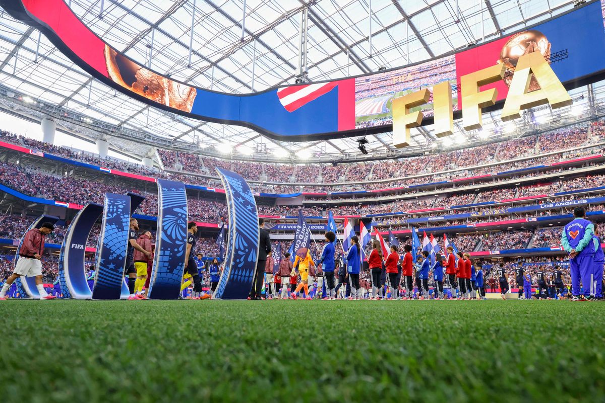 The players from the United States and Paraguay enter the field before their 2026 FIFA World Cup match, Friday June 12, 2026 in Inglewood, Calif. The players from the United States and Paraguay enter the field before their 2026 FIFA World Cup match, Friday June 12, 2026 in Inglewood, Calif.