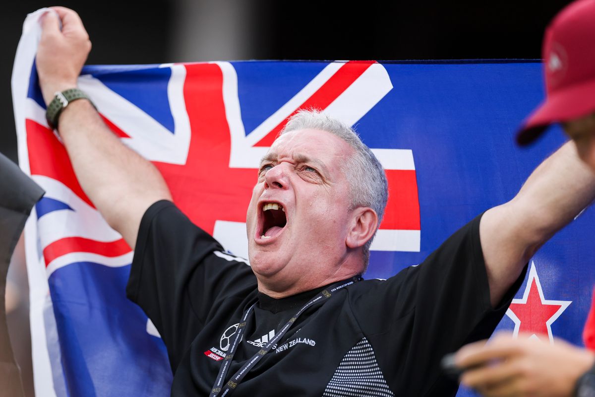 A New Zealand fan cheers during a 2026 FIFA World Cup match between Iran and New Zealand, Monday June 15, 2026 in Inglewood, Calif. A New Zealand fan cheers during a 2026 FIFA World Cup match between Iran and New Zealand, Monday June 15, 2026 in Inglewood, Calif.