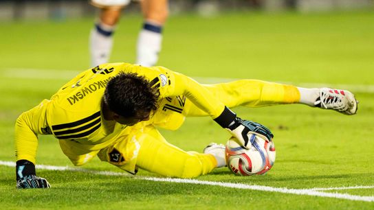 Los Angeles Galaxy goalkeeper JT Marcinkowski (12) makes a save during an MLS game, against the San Jose Earthquakes on Wednesday August 19th, 2026 in Carson, Calif Los Angeles Galaxy goalkeeper JT Marcinkowski (12) makes a save during an MLS game, against the San Jose Earthquakes on Wednesday August 19th, 2026 in Carson, Calif