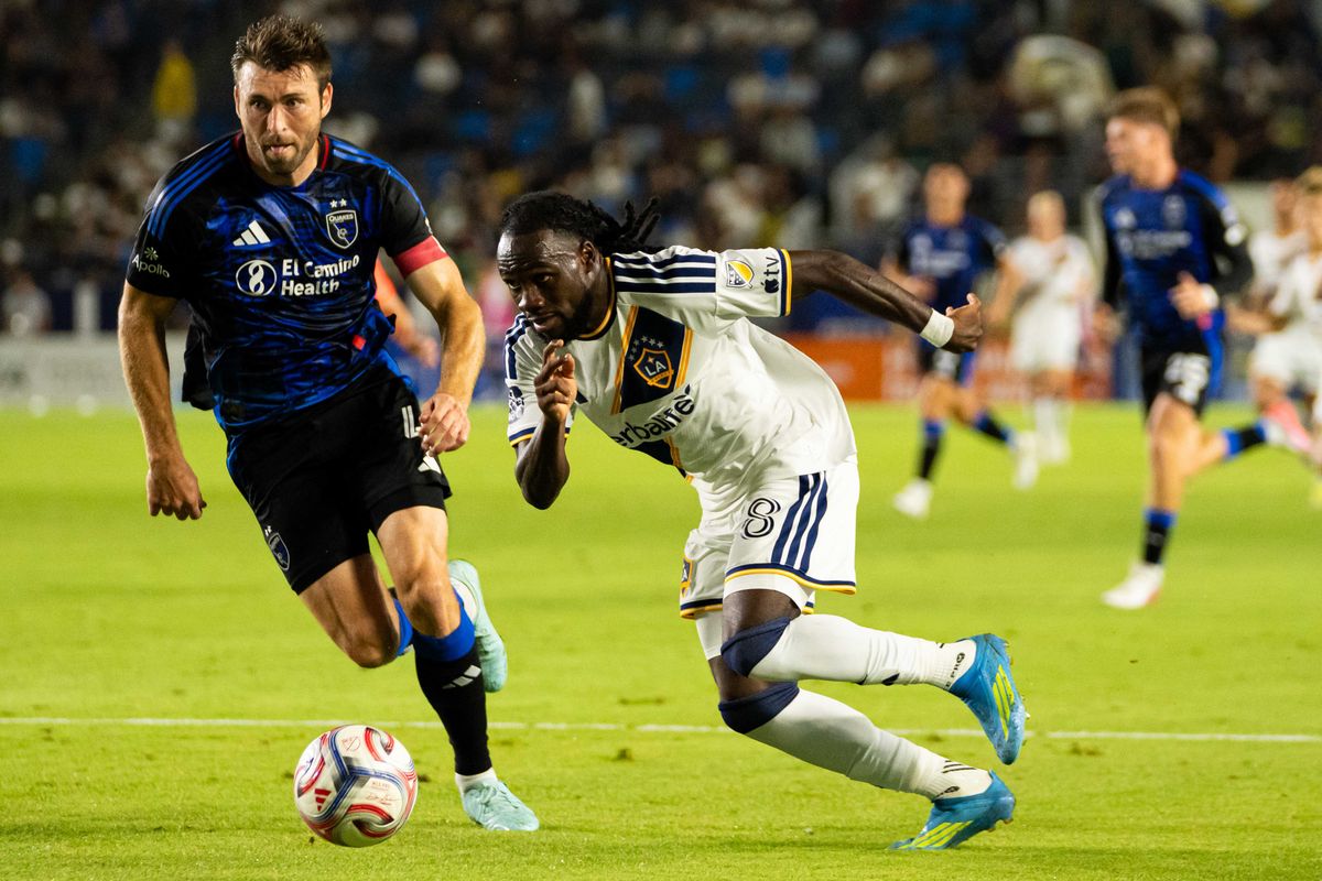 Los Angeles Galaxy forward Joseph Paintsil (28) attacking the goal during an MLS game, against the San Jose Earthquakes on Wednesday August 19th, 2026 in Carson, Calif