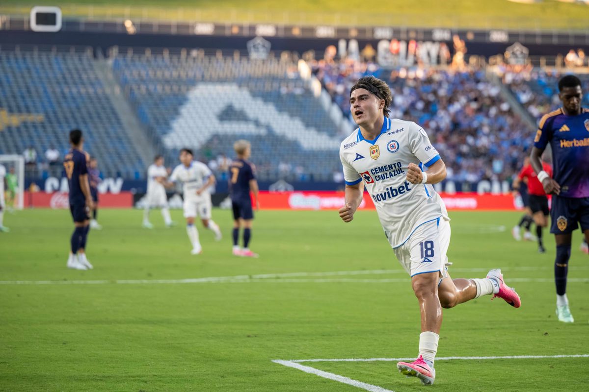 Cruz Azul forward Luka Romero celebrates his goal during a friendly against LA Galaxy, Sunday, October 4, 2026 in Carson, California.