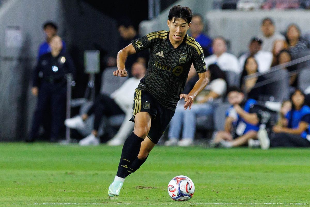 Son Heung-Min #7 of LAFC runs with the ball during an MLS regular season match against LA Galaxy on October 25, 2026 at BMO Stadium in Los Angeles, California.