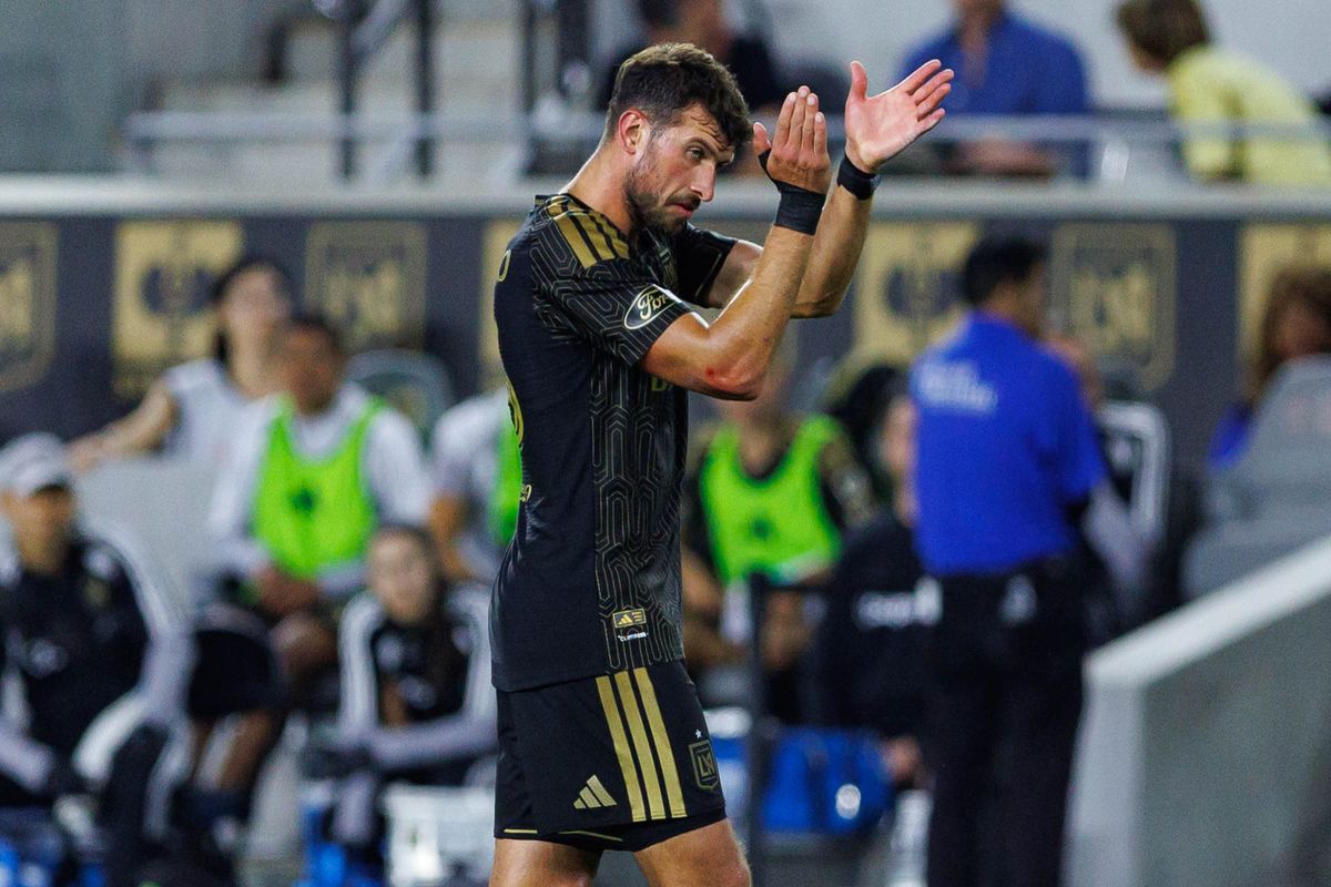 Yevhen Cheberko #23 of LAFC reacts after a shot attempt during an MLS regular season match against LA Galaxy on October 25, 2026 at BMO Stadium in Los Angeles, California.