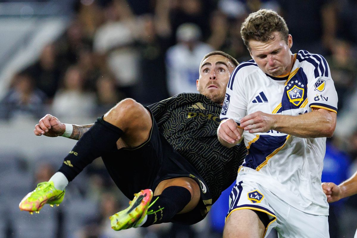 Tyler Boyd #19 of LAFC attempts a bicycle kick during an MLS regular season match against LA Galaxy on October 25, 2026 at BMO Stadium in Los Angeles, California.