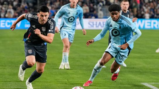 San Diego FC forward Lewis Morgan (9) runs for the ball during an MLS soccer game against the Minnesota United FC, Saturday April 11, 2026 in San Diego, California.