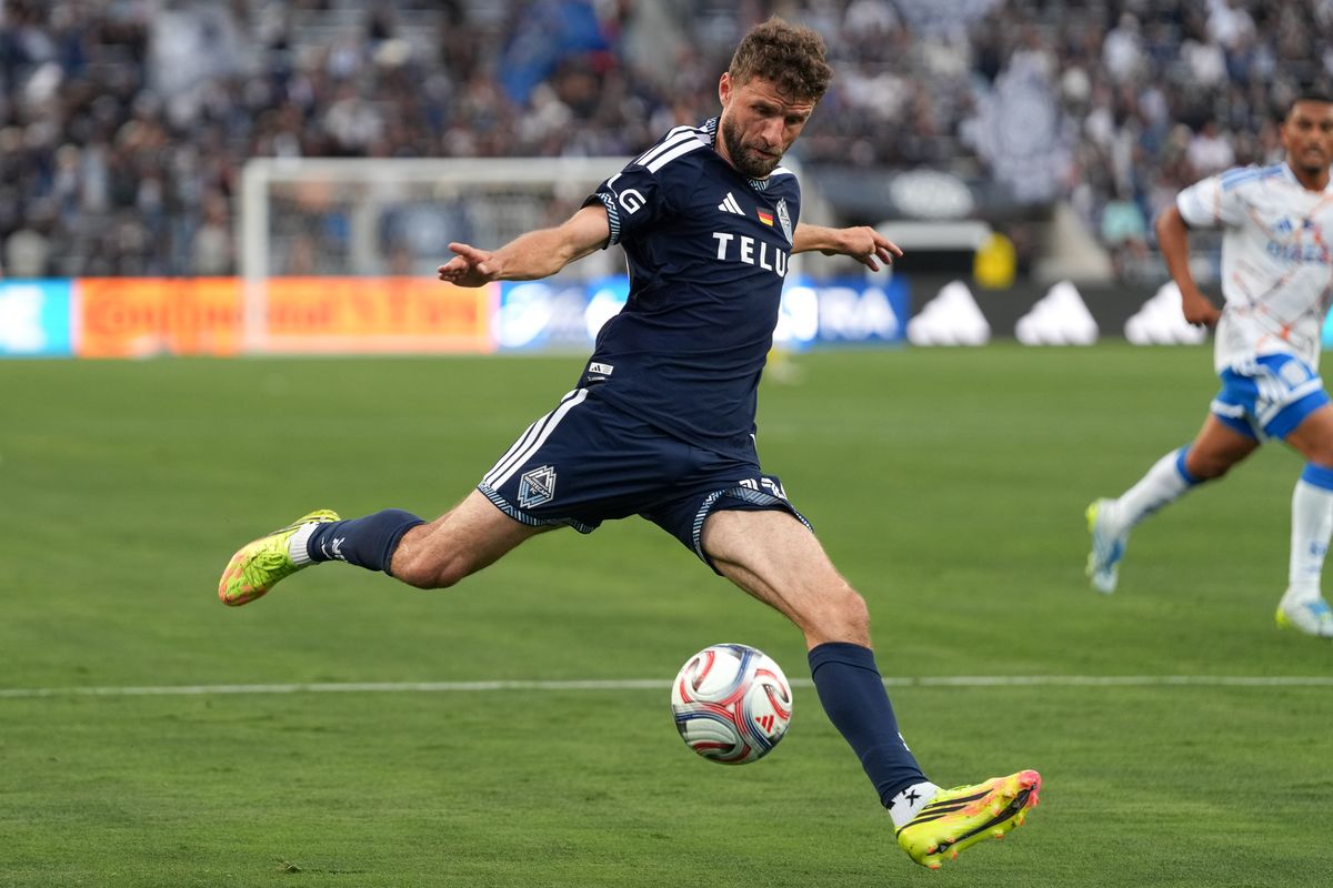 Vancouver Whitecaps forward Thomas Müller (13) shoots the ball during an MLS soccer game against the San Diego FC, Saturday May 23, 2026 in San Diego, California. Vancouver Whitecaps forward Thomas Müller (13) shoots the ball during an MLS soccer game against the San Diego FC, Saturday May 23, 2026 in San Diego, California.