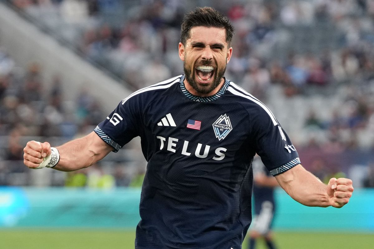 Vancouver Whitecaps forward Brian White (24) celebrates after scoring a goal during an MLS soccer game against the San Diego FC, Saturday May 23, 2026 in San Diego, California. Vancouver Whitecaps forward Brian White (24) celebrates after scoring a goal during an MLS soccer game against the San Diego FC, Saturday May 23, 2026 in San Diego, California.